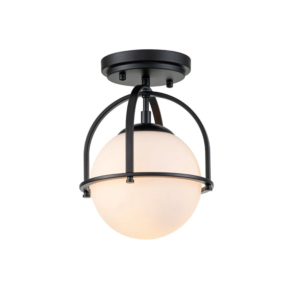 (OpenBox) 1-Light Opal Glass Sphere Semi-Flush Mount - Image 5