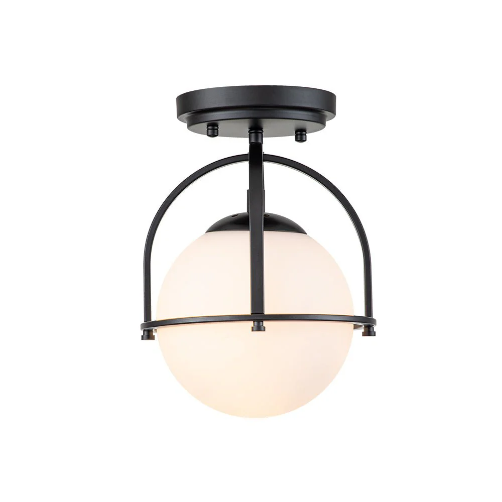 (OpenBox) 1-Light Opal Glass Sphere Semi-Flush Mount - Image 6