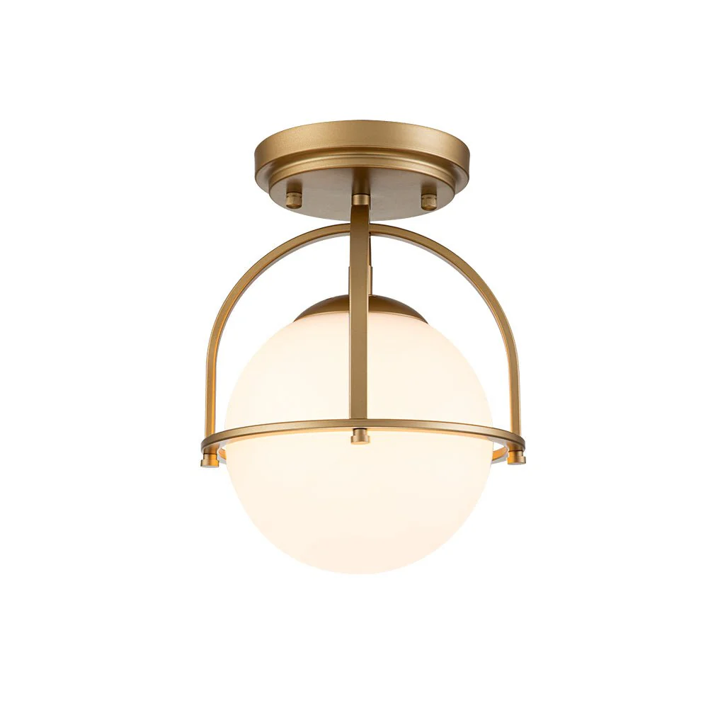 (OpenBox) 1-Light Opal Glass Sphere Semi-Flush Mount - Image 9