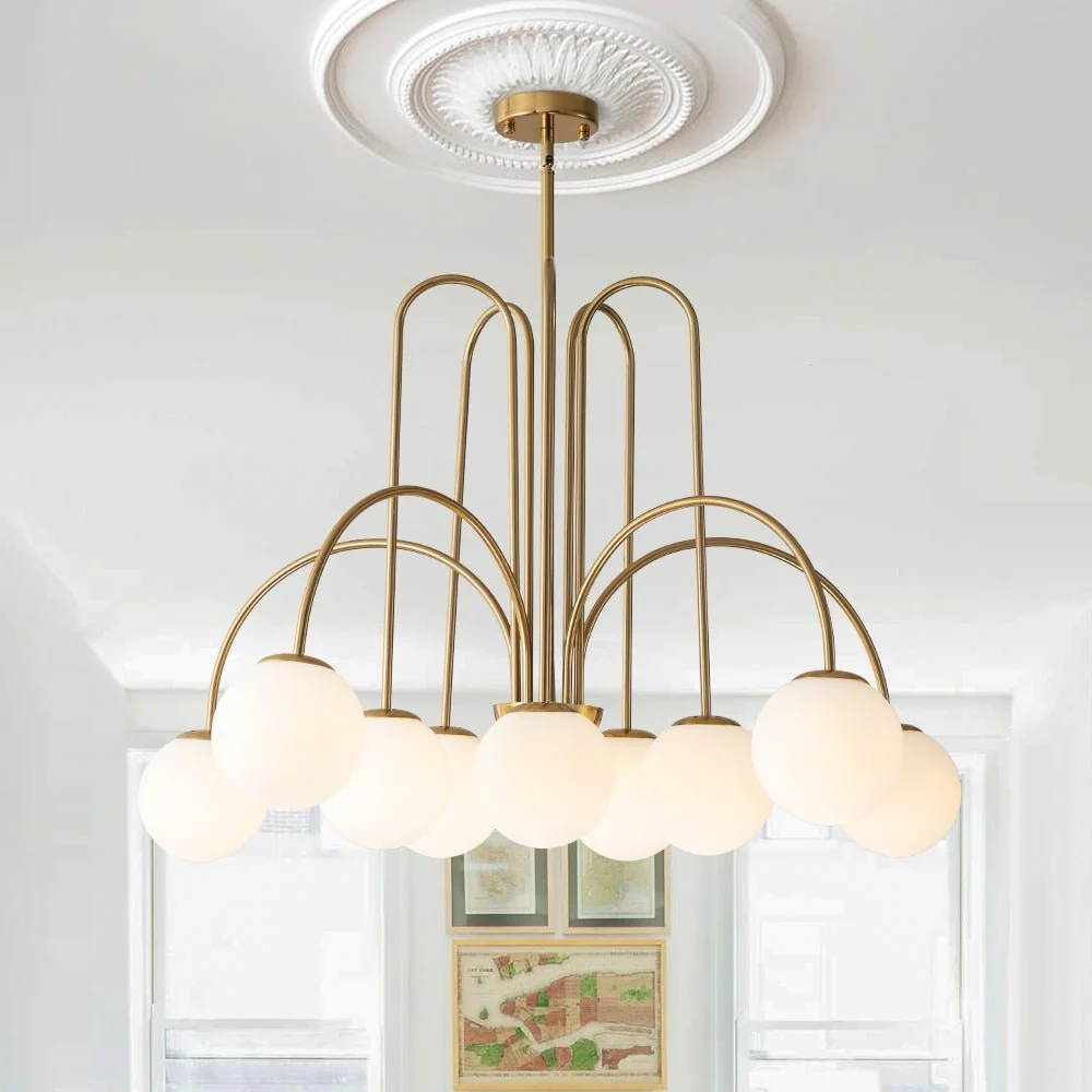 (OpenBox) 10-Light Frosted Glass Globe Bubble Chandelier - Image 3