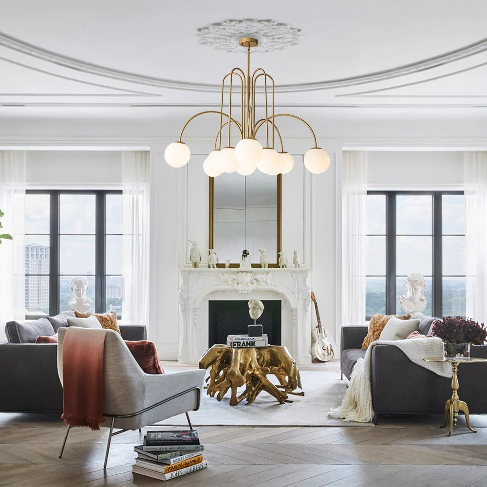 (OpenBox) 10-Light Frosted Glass Globe Bubble Chandelier - Image 4