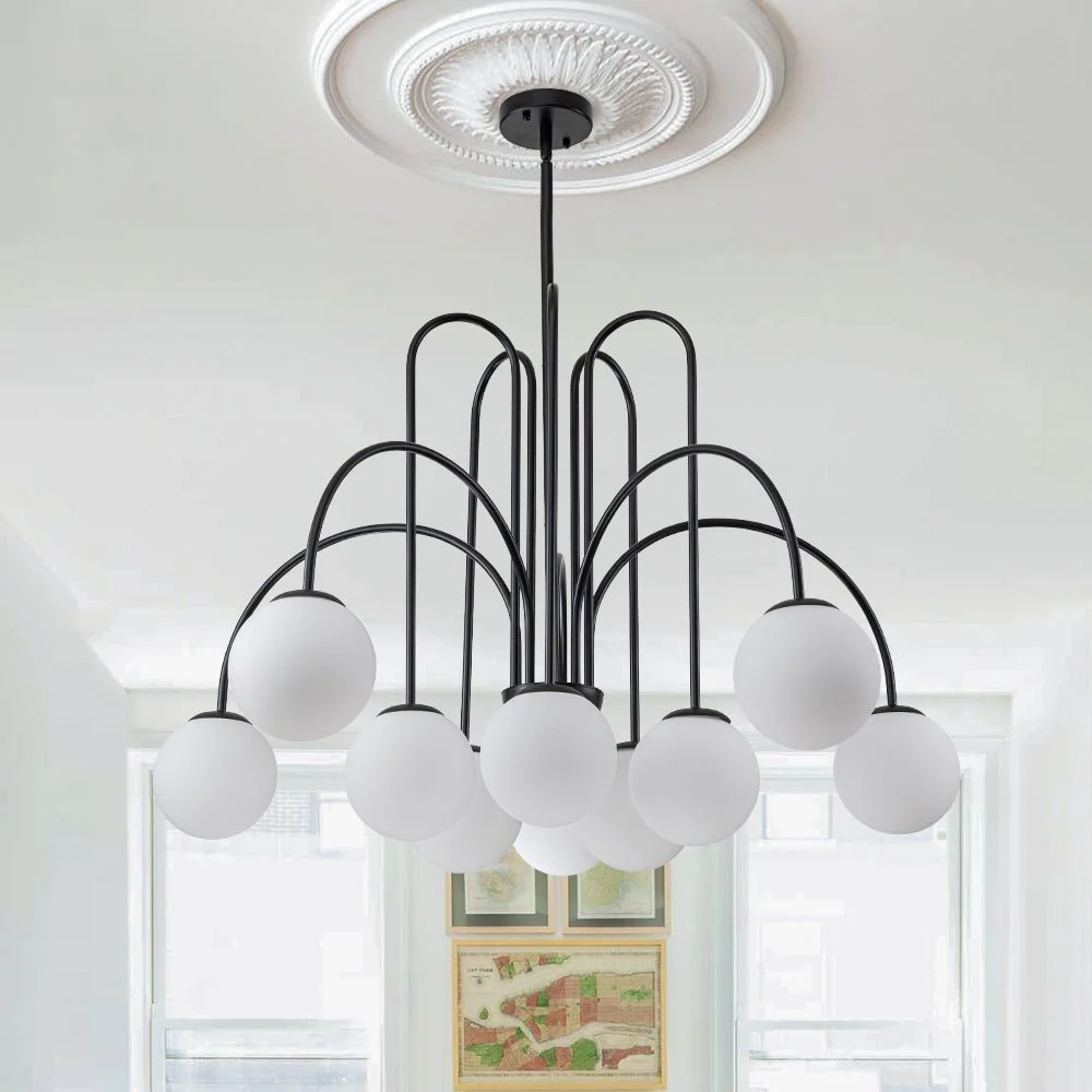 (OpenBox) 10-Light Frosted Glass Globe Bubble Chandelier - Image 5
