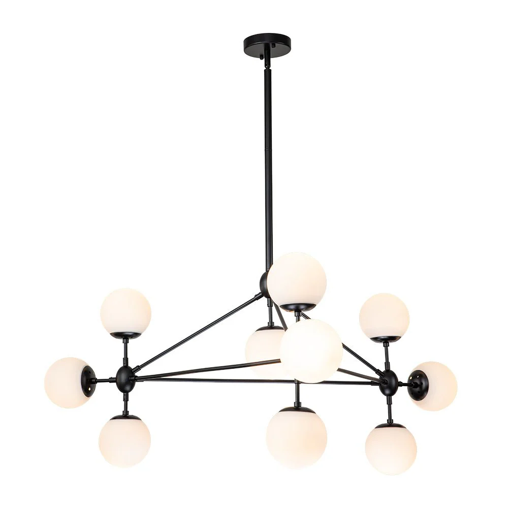 10-Light Frosted Glass Globe Geometric Chandelier - Image 10