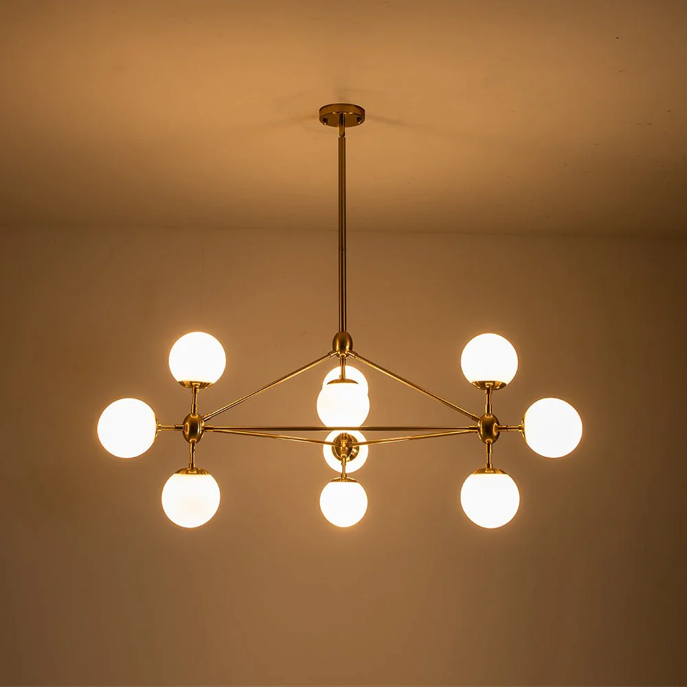 10-Light Frosted Glass Globe Geometric Chandelier - Image 8