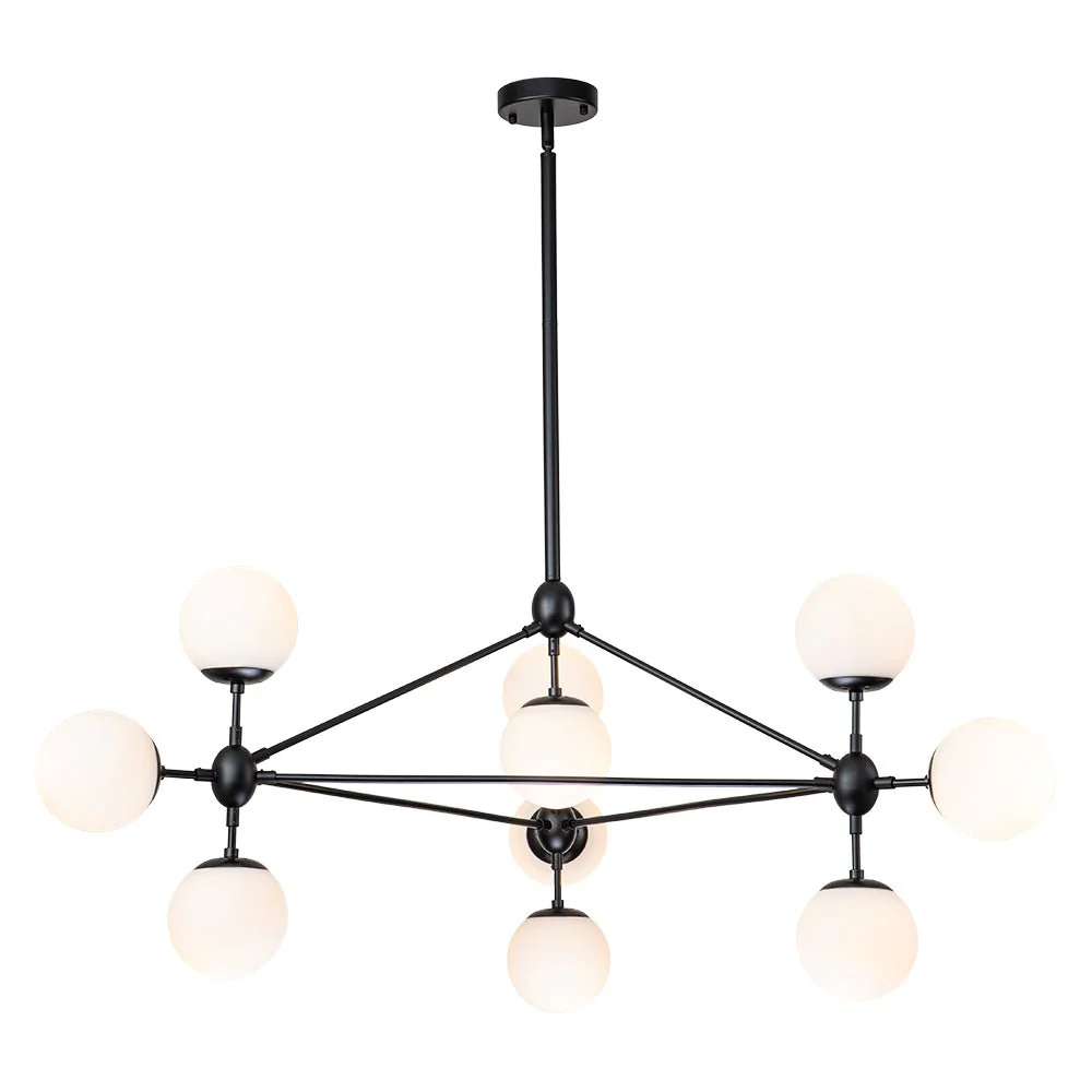10-Light Frosted Glass Globe Geometric Chandelier - Image 9