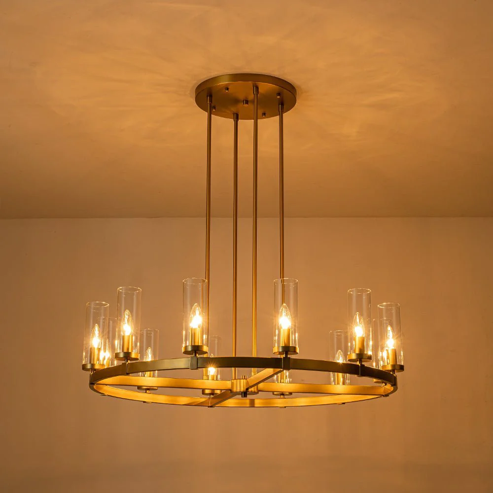 (OpenBox) 12-Light Clear Glass Shade Wagon Wheel Chandelier - Image 10