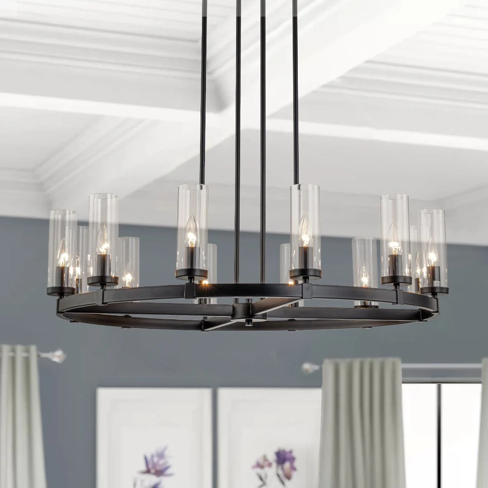 (OpenBox) 12-Light Clear Glass Shade Wagon Wheel Chandelier - Image 3