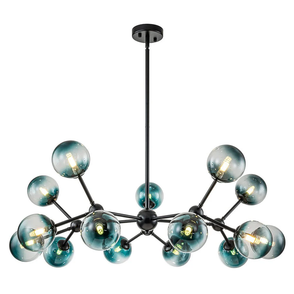 (OpenBox) 15-Light Blue Glass Globe Bubble Sputnik Branch Chandelier - Image 12