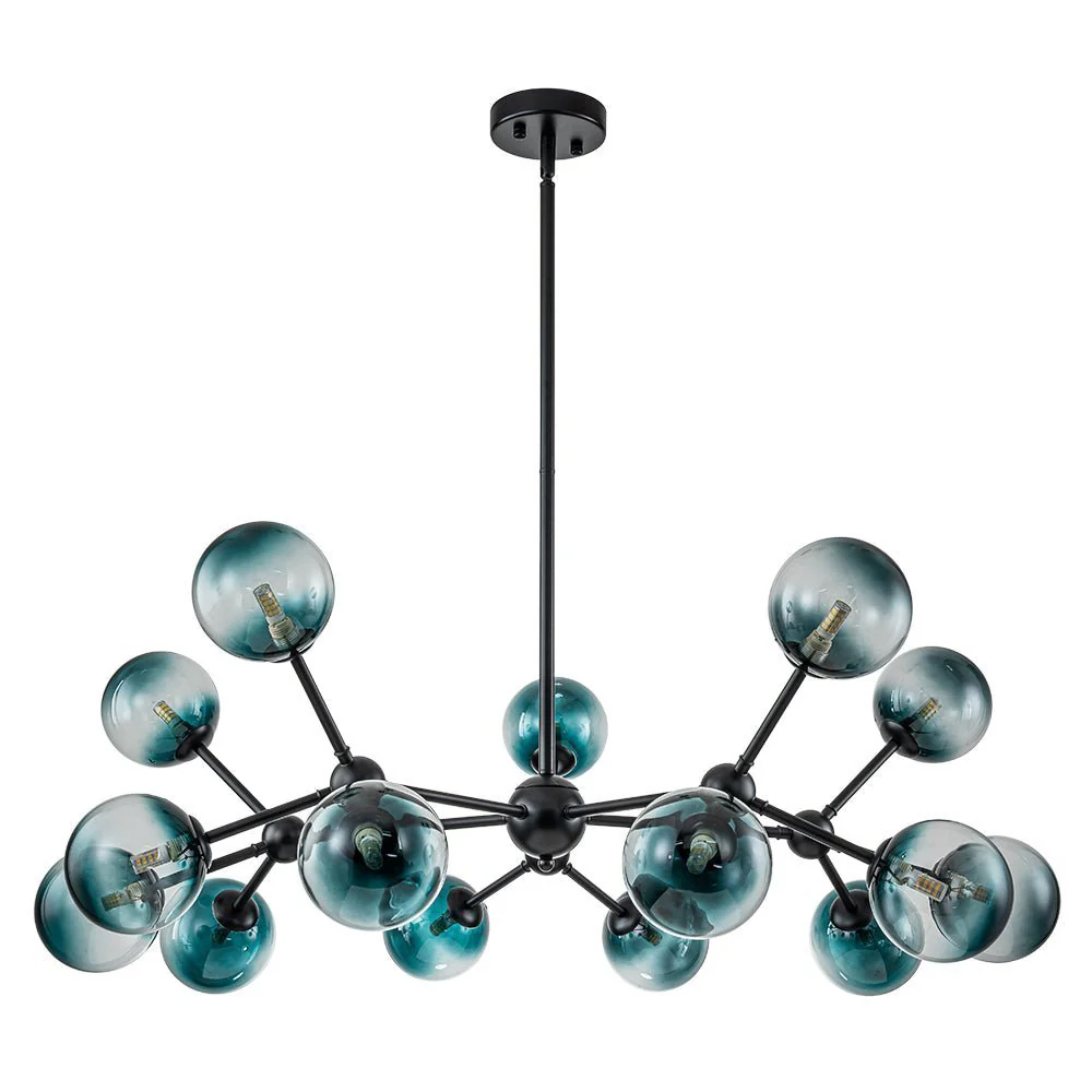 (OpenBox) 15-Light Blue Glass Globe Bubble Sputnik Branch Chandelier - Image 13