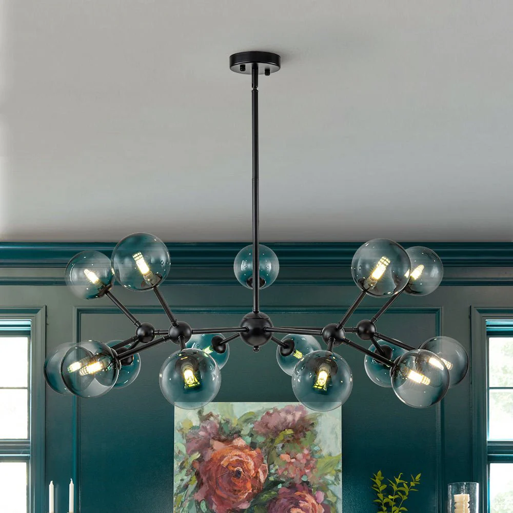 (OpenBox) 15-Light Blue Glass Globe Bubble Sputnik Branch Chandelier - Image 3