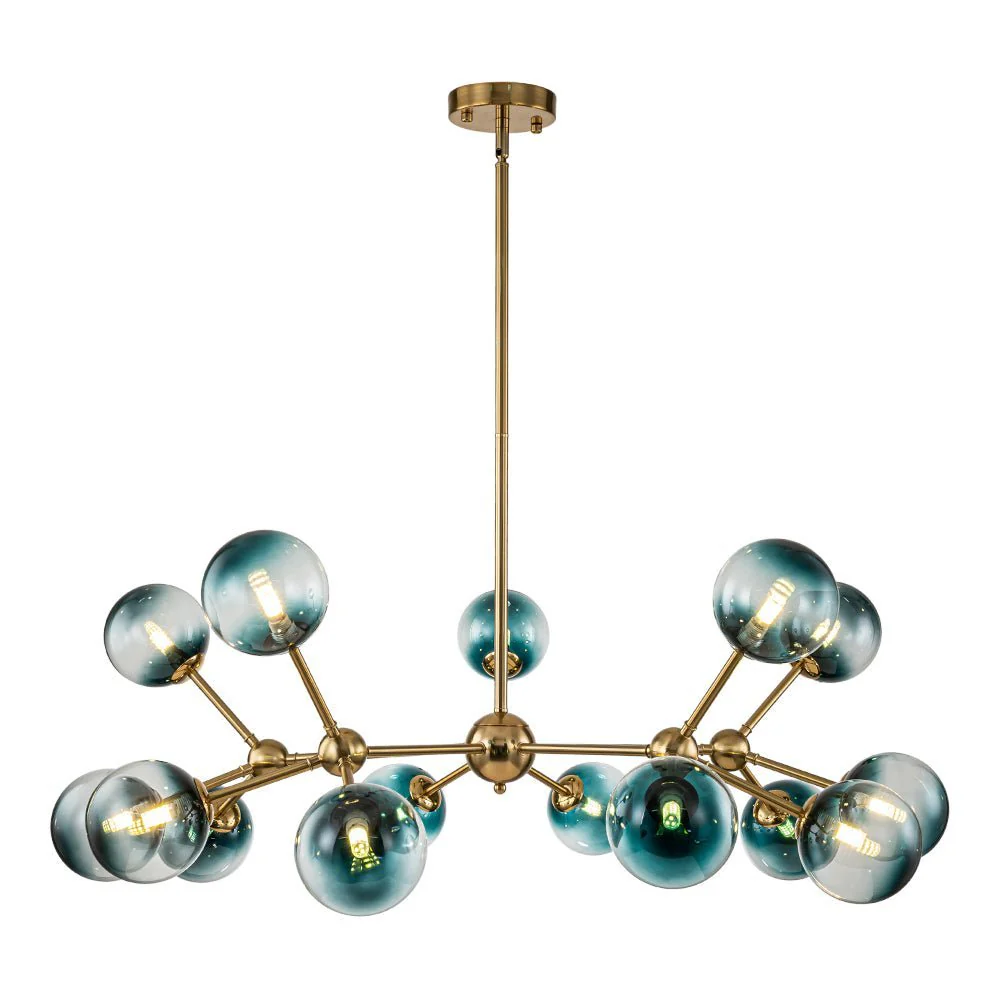 (OpenBox) 15-Light Blue Glass Globe Bubble Sputnik Branch Chandelier - Image 4