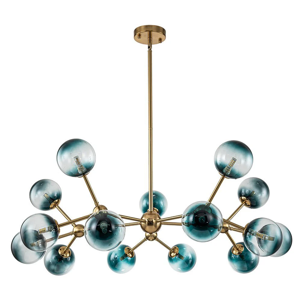(OpenBox) 15-Light Blue Glass Globe Bubble Sputnik Branch Chandelier - Image 6