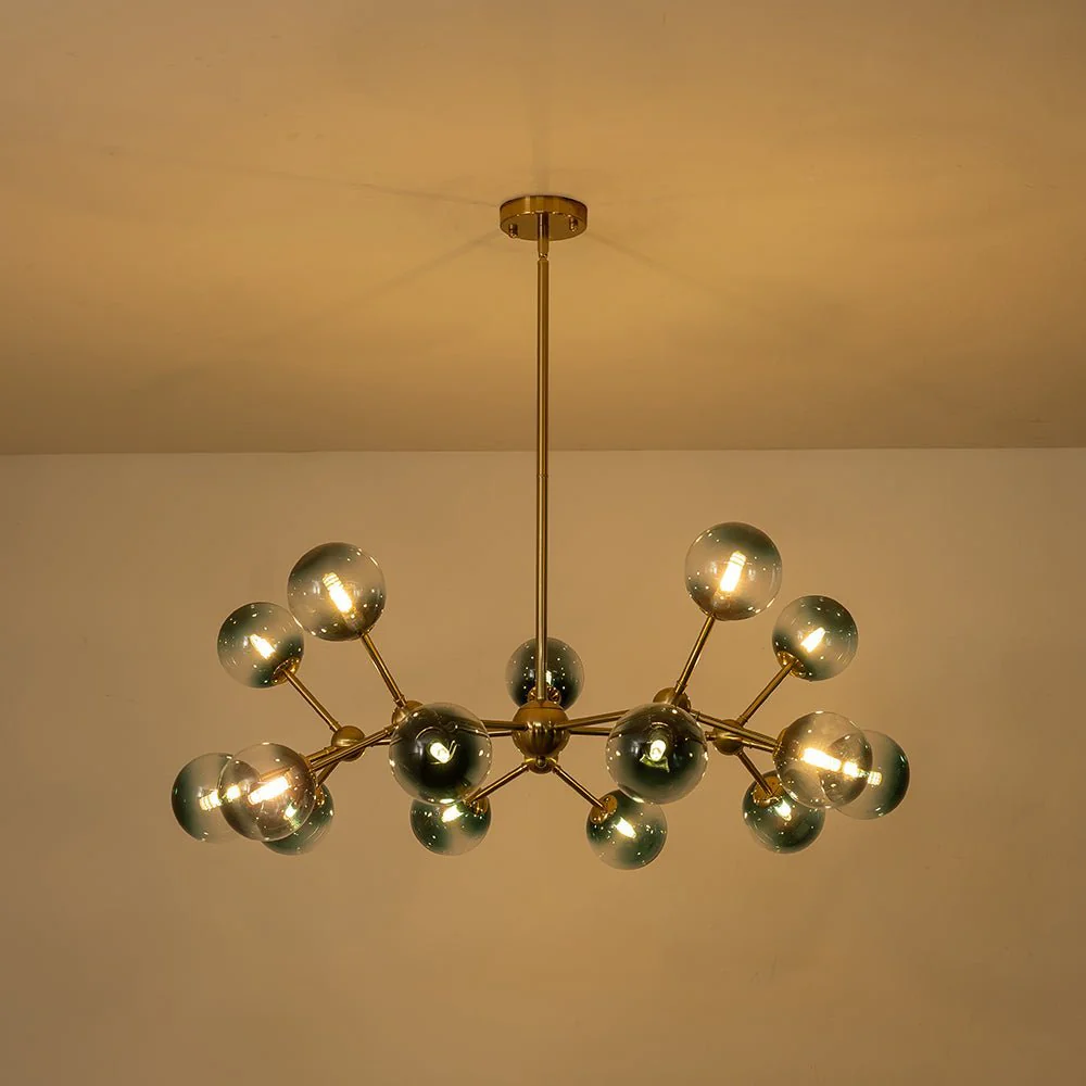 (OpenBox) 15-Light Blue Glass Globe Bubble Sputnik Branch Chandelier - Image 7