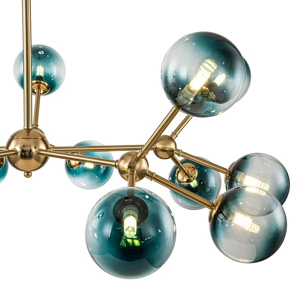 (OpenBox) 15-Light Blue Glass Globe Bubble Sputnik Branch Chandelier - Image 9