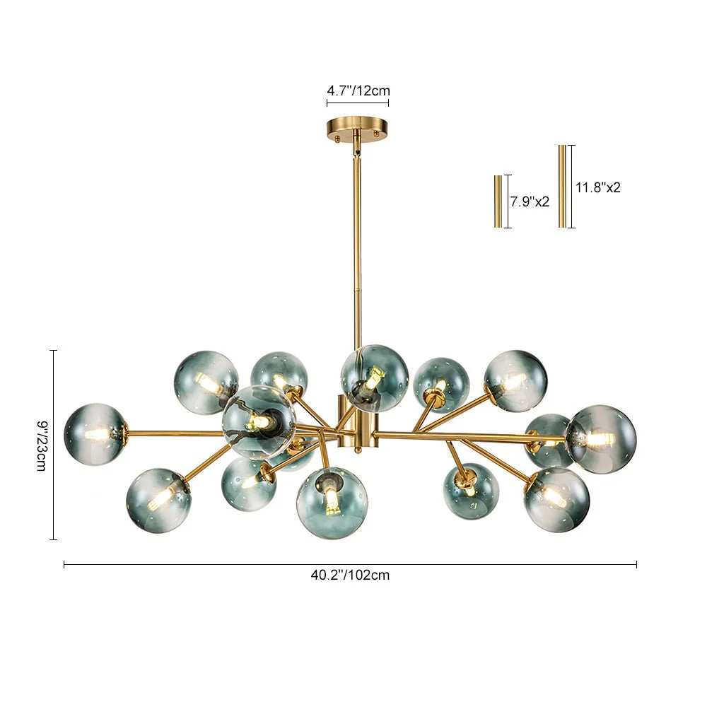 (OpenBox) 15-Light Branch Blue Glass Globe Bubble Chandelier - Image 13