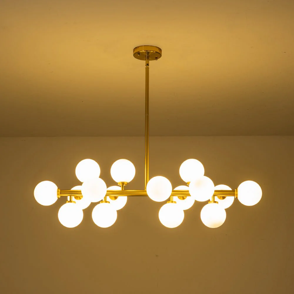 (OpenBox) 16-Light Milky White Glass Globe Linear Sputnik Chandelier - Image 14