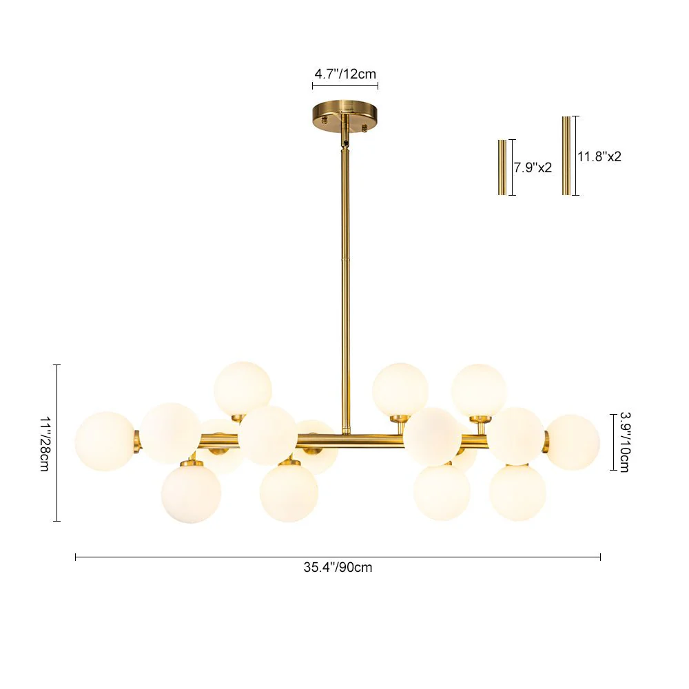 (OpenBox) 16-Light Milky White Glass Globe Linear Sputnik Chandelier - Image 15