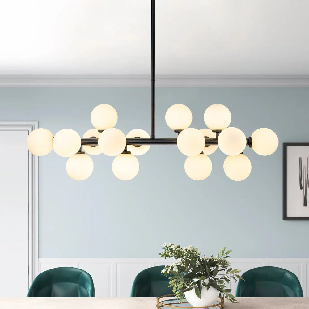 (OpenBox) 16-Light Milky White Glass Globe Linear Sputnik Chandelier - Image 3