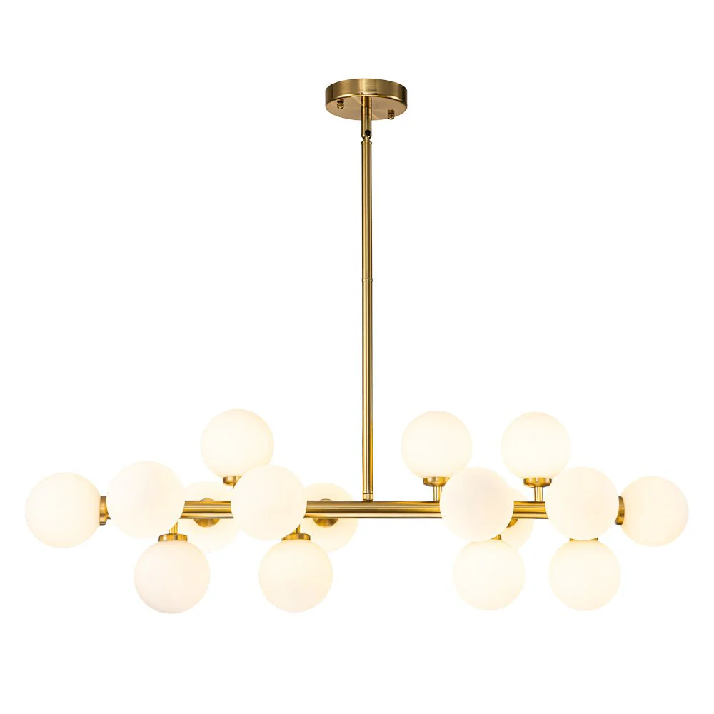 (OpenBox) 16-Light Milky White Glass Globe Linear Sputnik Chandelier - Image 4
