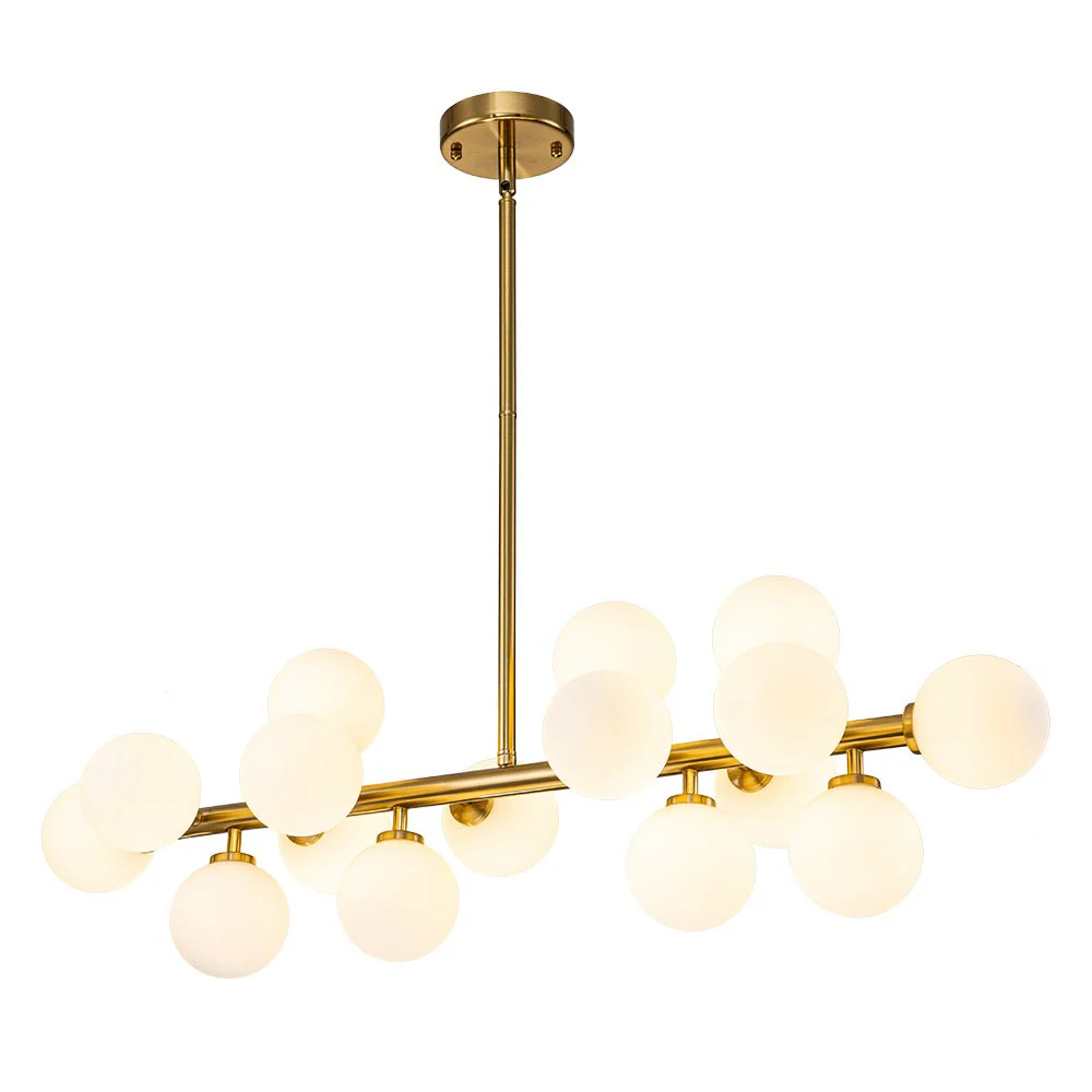 (OpenBox) 16-Light Milky White Glass Globe Linear Sputnik Chandelier - Image 6
