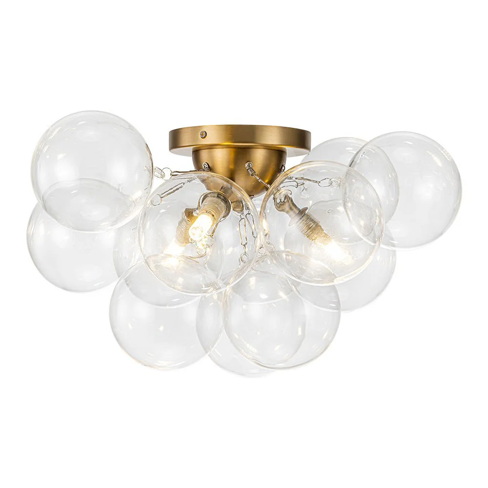 (OpenBox) 3-Light Brass Cluster Clear Glass Globe Bubble Ceiling Light - Image 10