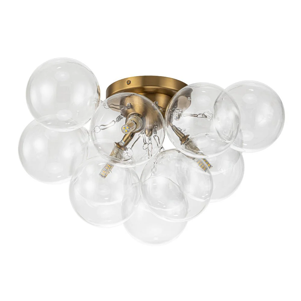 (OpenBox) 3-Light Brass Cluster Clear Glass Globe Bubble Ceiling Light - Image 14