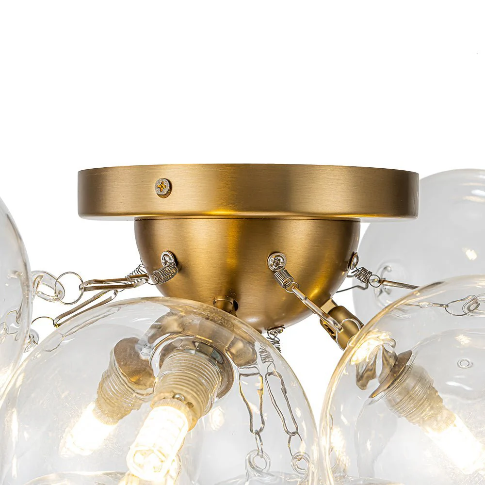 (OpenBox) 3-Light Brass Cluster Clear Glass Globe Bubble Ceiling Light - Image 17