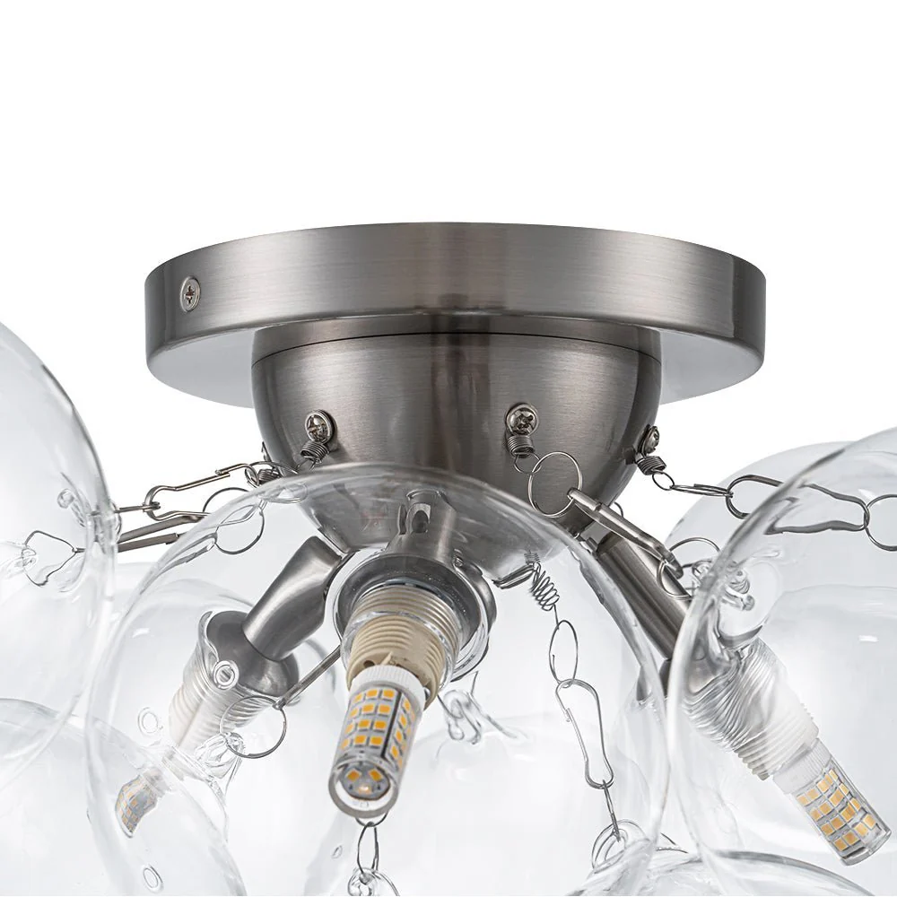 (OpenBox) 3-Light Brass Cluster Clear Glass Globe Bubble Ceiling Light - Image 24
