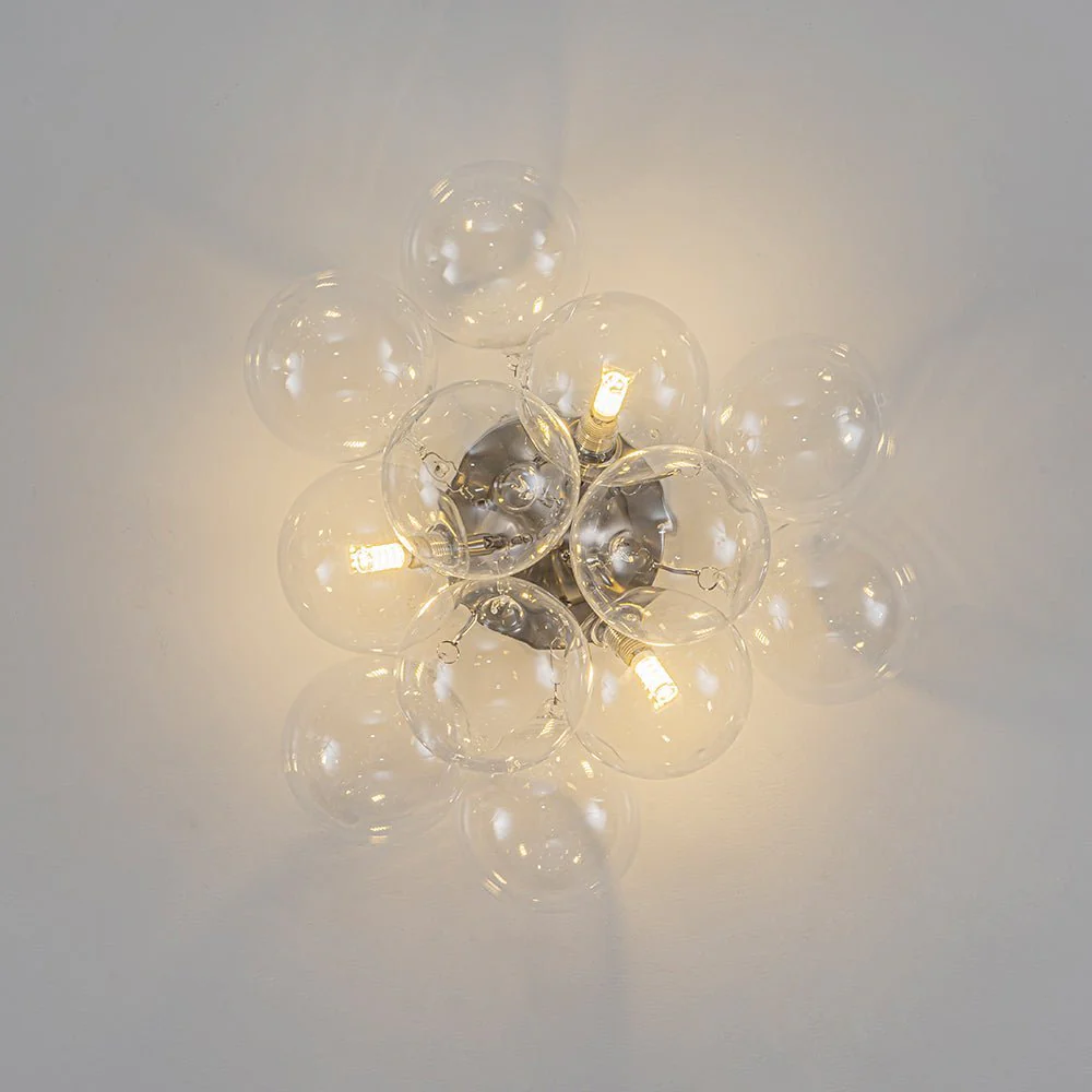 (OpenBox) 3-Light Brass Cluster Clear Glass Globe Bubble Ceiling Light - Image 25