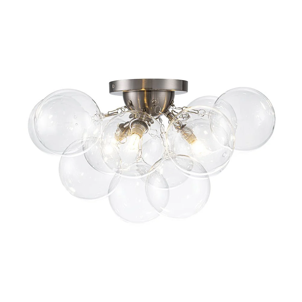 (OpenBox) 3-Light Brass Cluster Clear Glass Globe Bubble Ceiling Light - Image 27