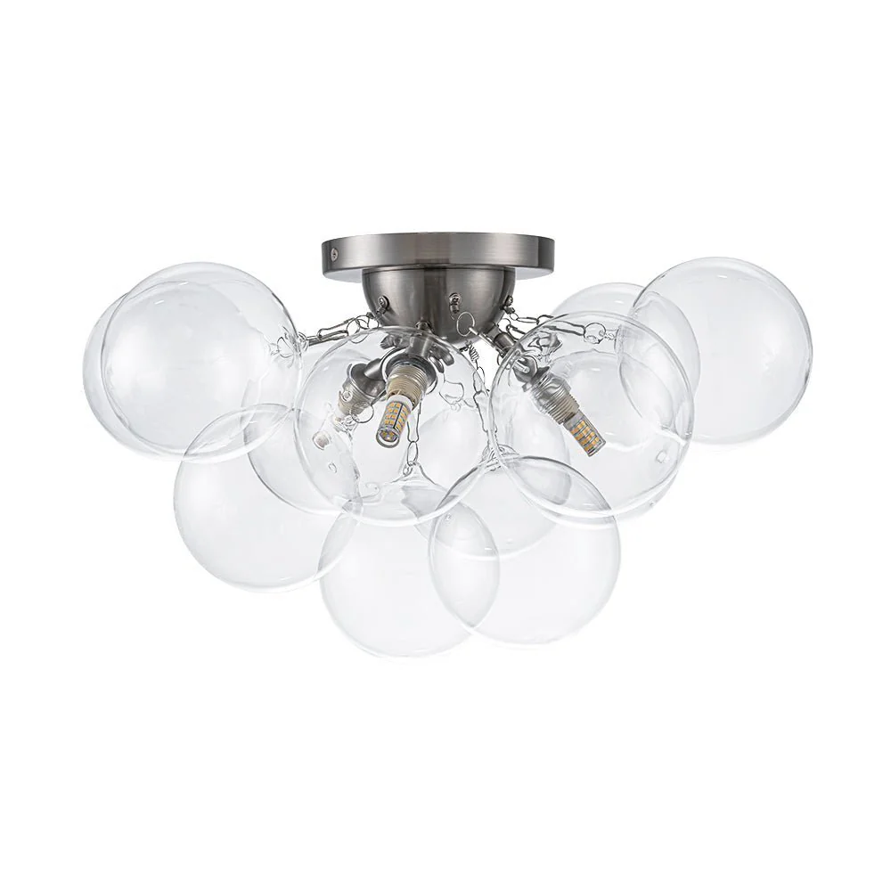 (OpenBox) 3-Light Brass Cluster Clear Glass Globe Bubble Ceiling Light - Image 28