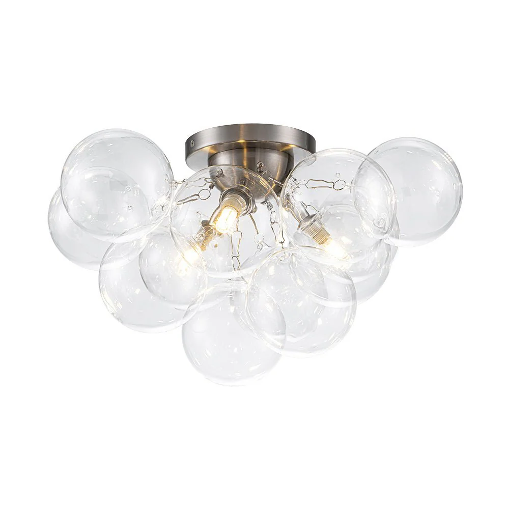 (OpenBox) 3-Light Brass Cluster Clear Glass Globe Bubble Ceiling Light - Image 29