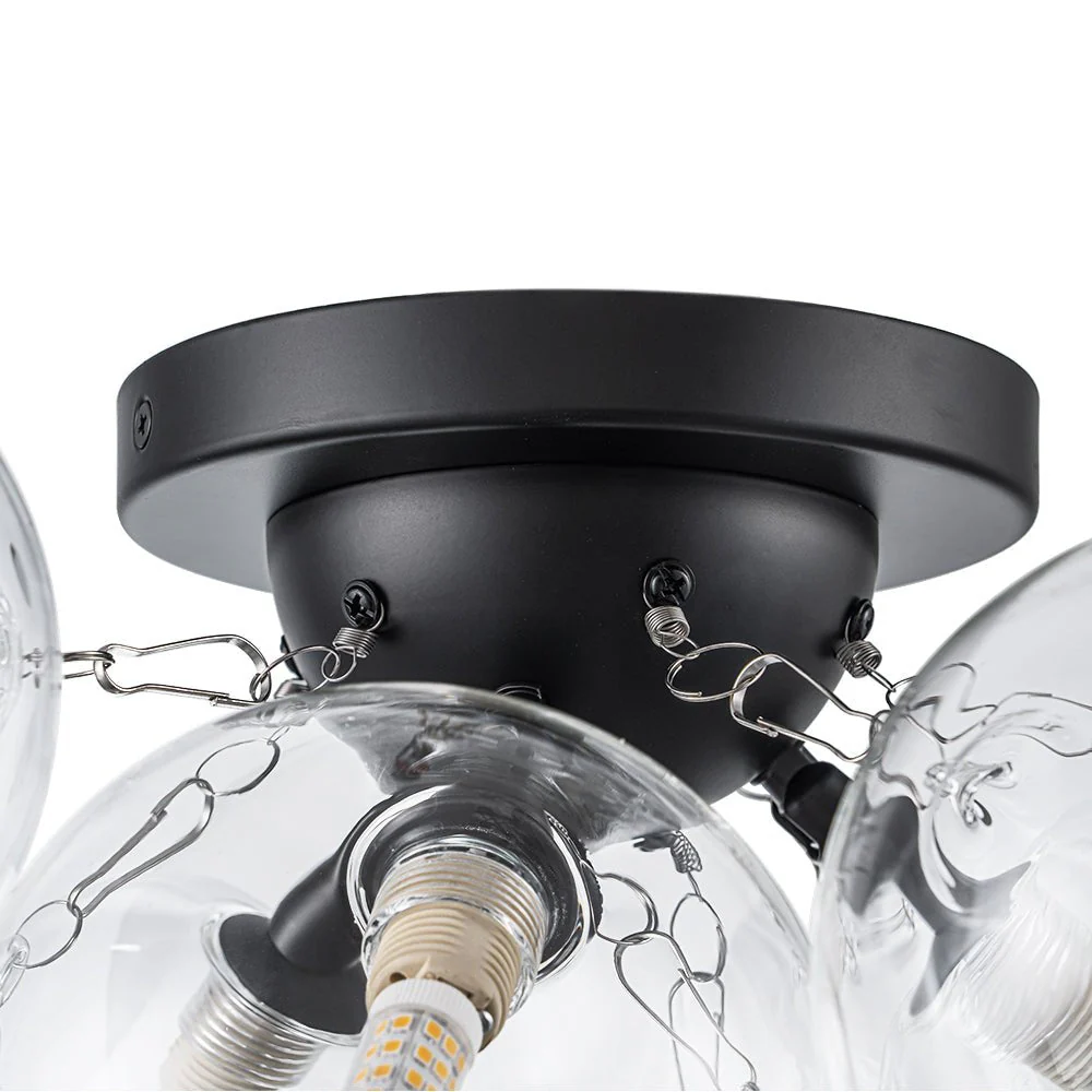 (OpenBox) 3-Light Brass Cluster Clear Glass Globe Bubble Ceiling Light - Image 33