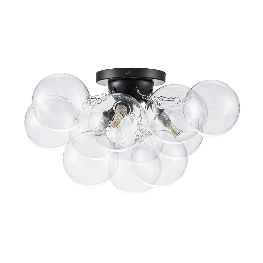 (OpenBox) 3-Light Brass Cluster Clear Glass Globe Bubble Ceiling Light - Image 35