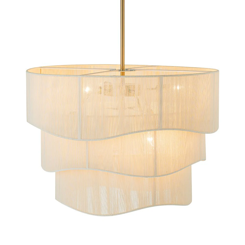 (OpenBox) 3-Tier Beige Woven Thread Drum Pendant Light - Image 10