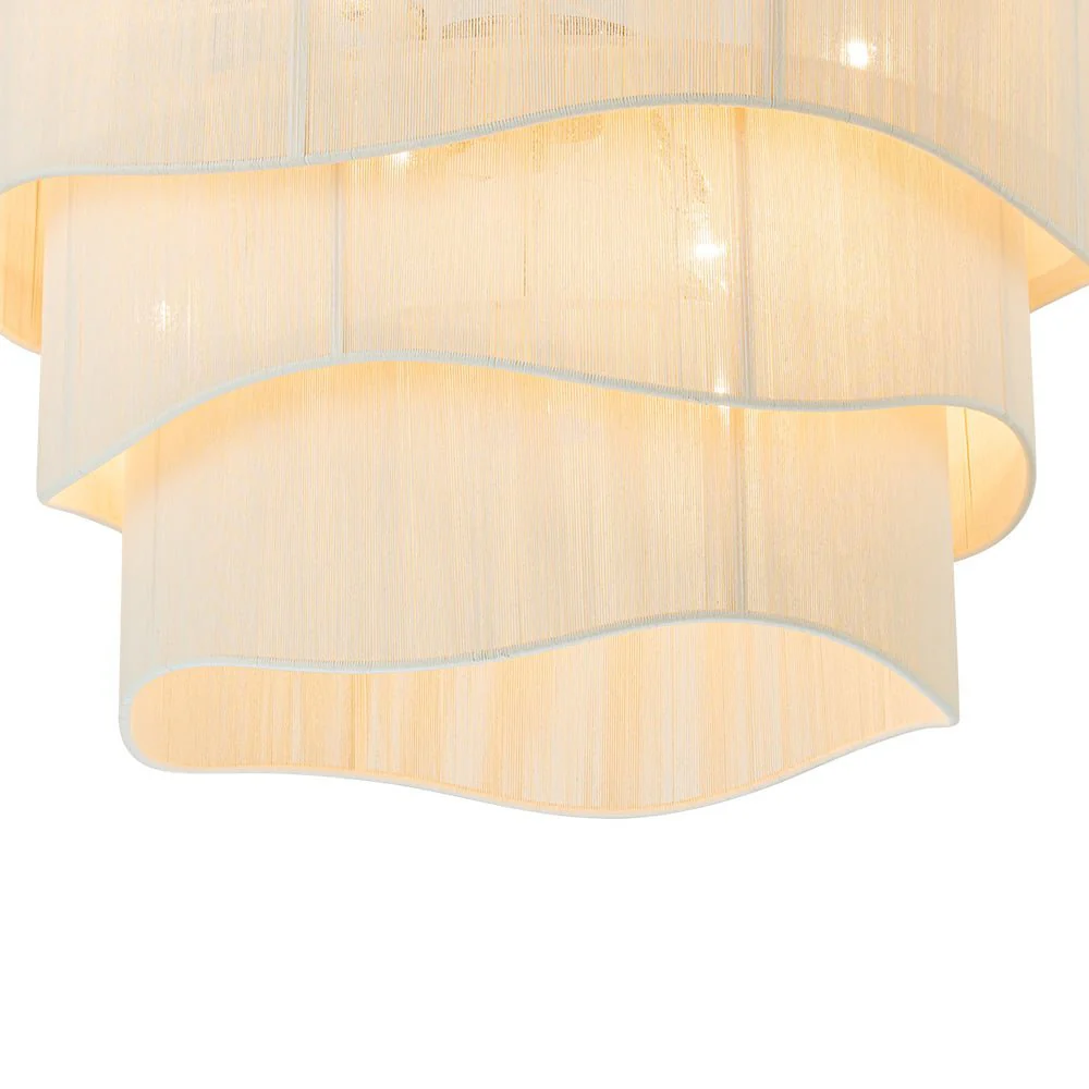 (OpenBox) 3-Tier Beige Woven Thread Drum Pendant Light - Image 13