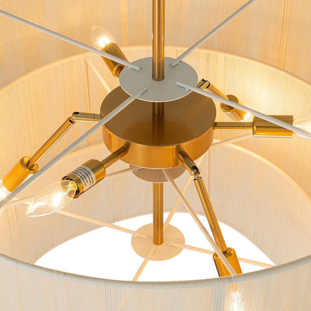 (OpenBox) 3-Tier Beige Woven Thread Drum Pendant Light - Image 15