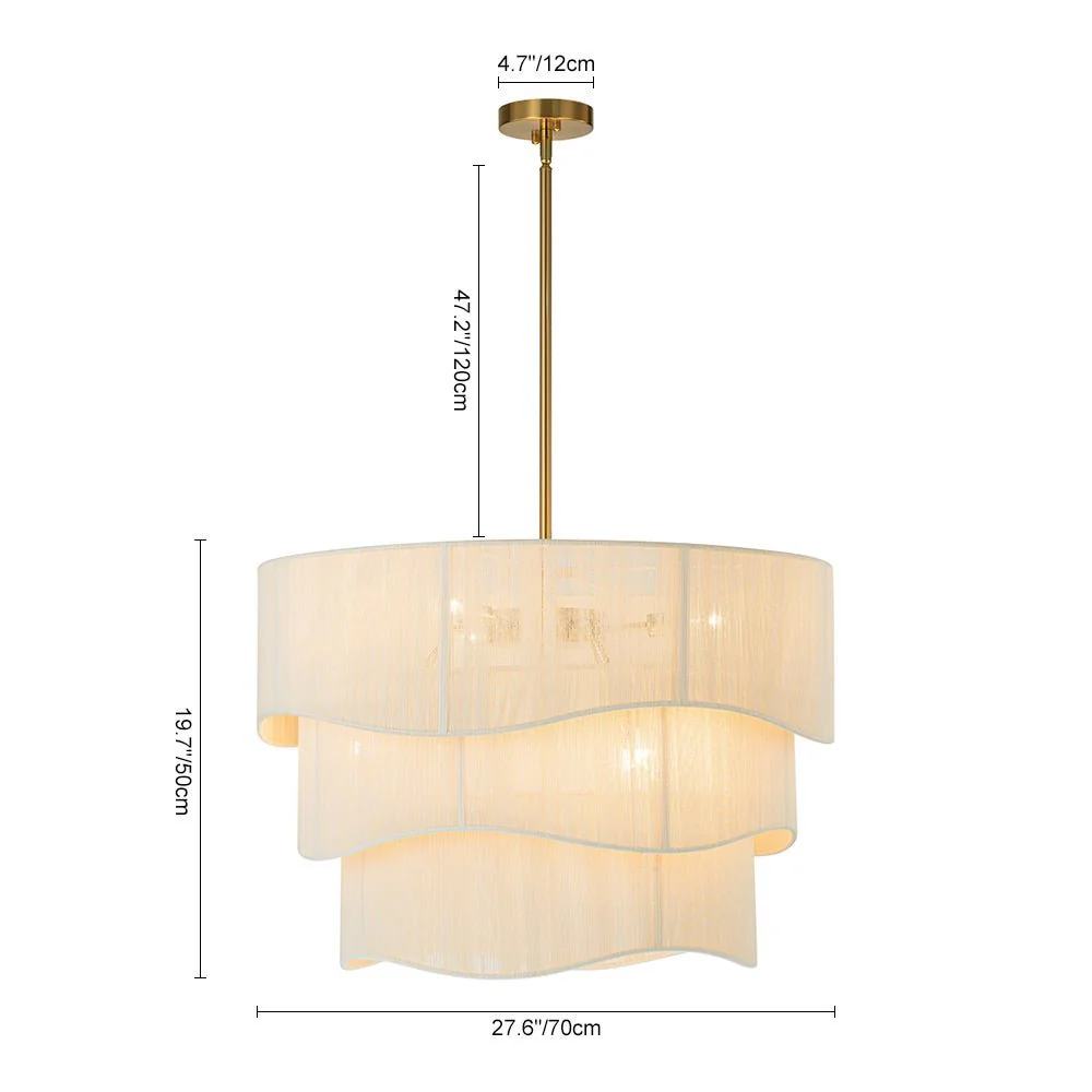 (OpenBox) 3-Tier Beige Woven Thread Drum Pendant Light - Image 16