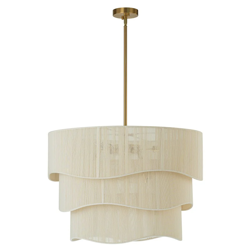 (OpenBox) 3-Tier Beige Woven Thread Drum Pendant Light - Image 5