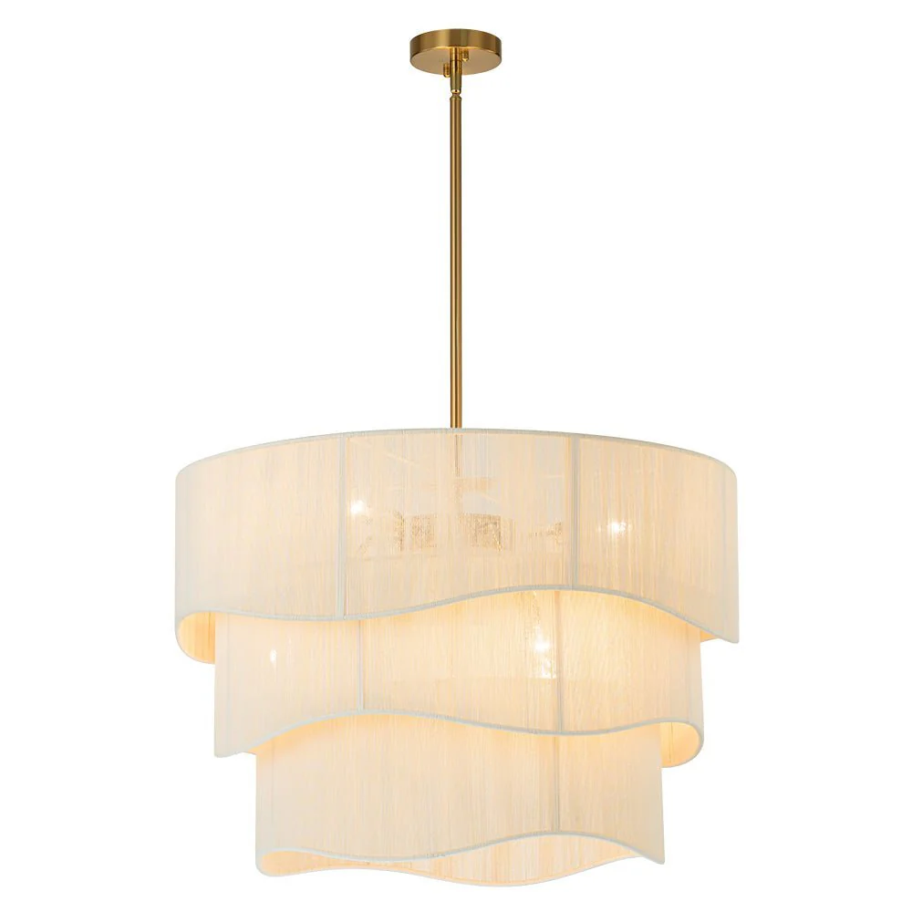 (OpenBox) 3-Tier Beige Woven Thread Drum Pendant Light - Image 6