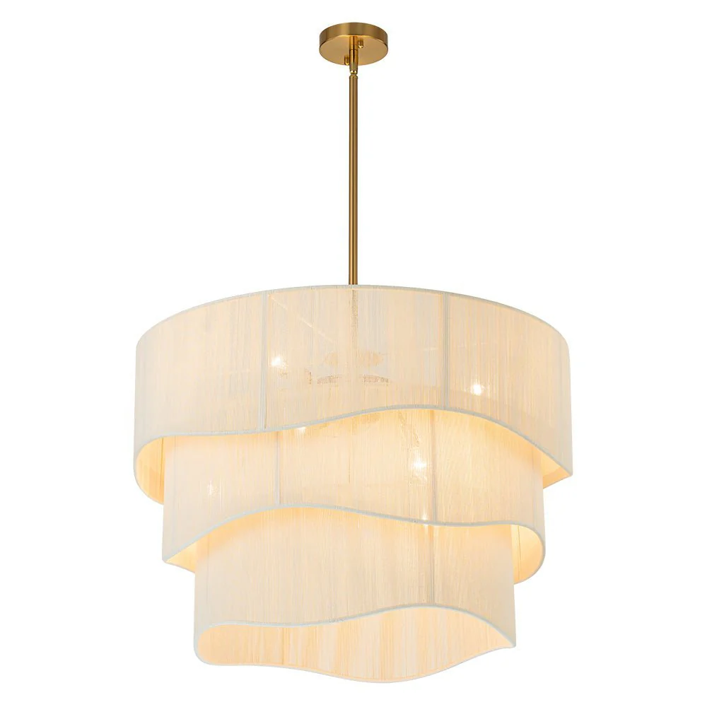 (OpenBox) 3-Tier Beige Woven Thread Drum Pendant Light - Image 8