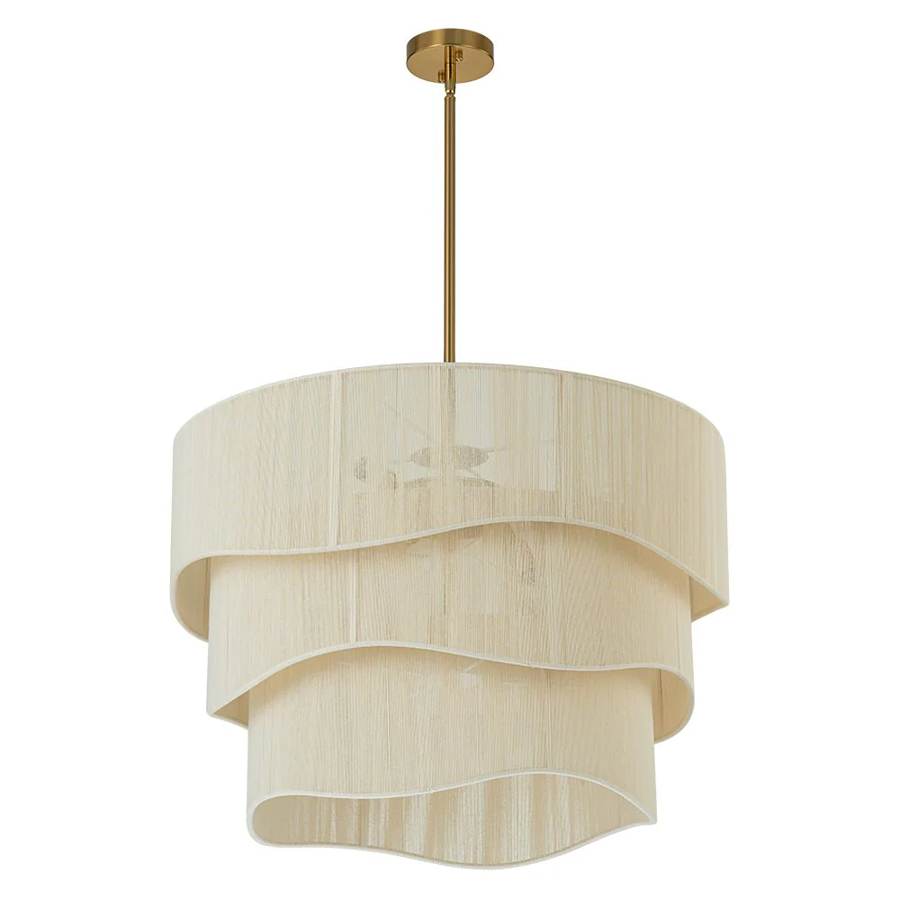 (OpenBox) 3-Tier Beige Woven Thread Drum Pendant Light - Image 9
