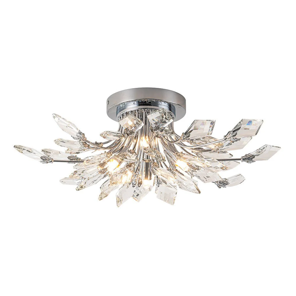 (OpenBox) 4-Light Bloom Crystal Leaf Semi Flush Mount Light - Image 16