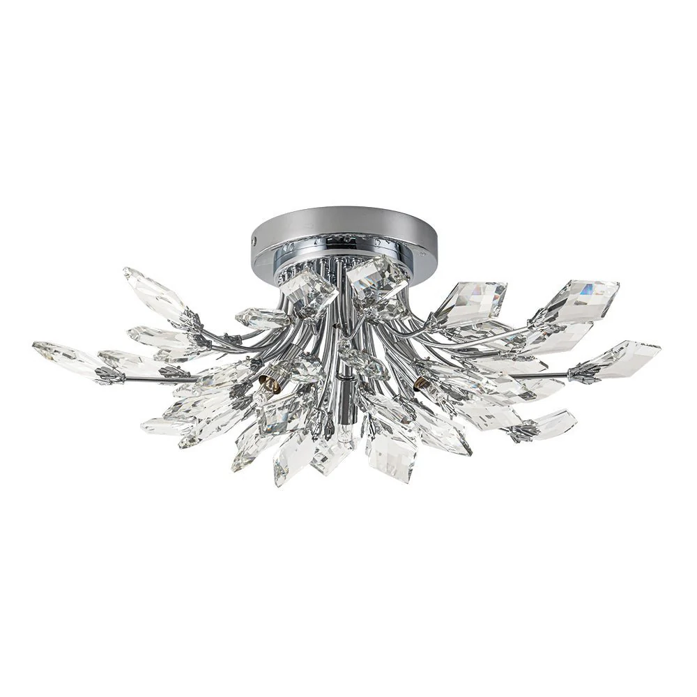 (OpenBox) 4-Light Bloom Crystal Leaf Semi Flush Mount Light - Image 17
