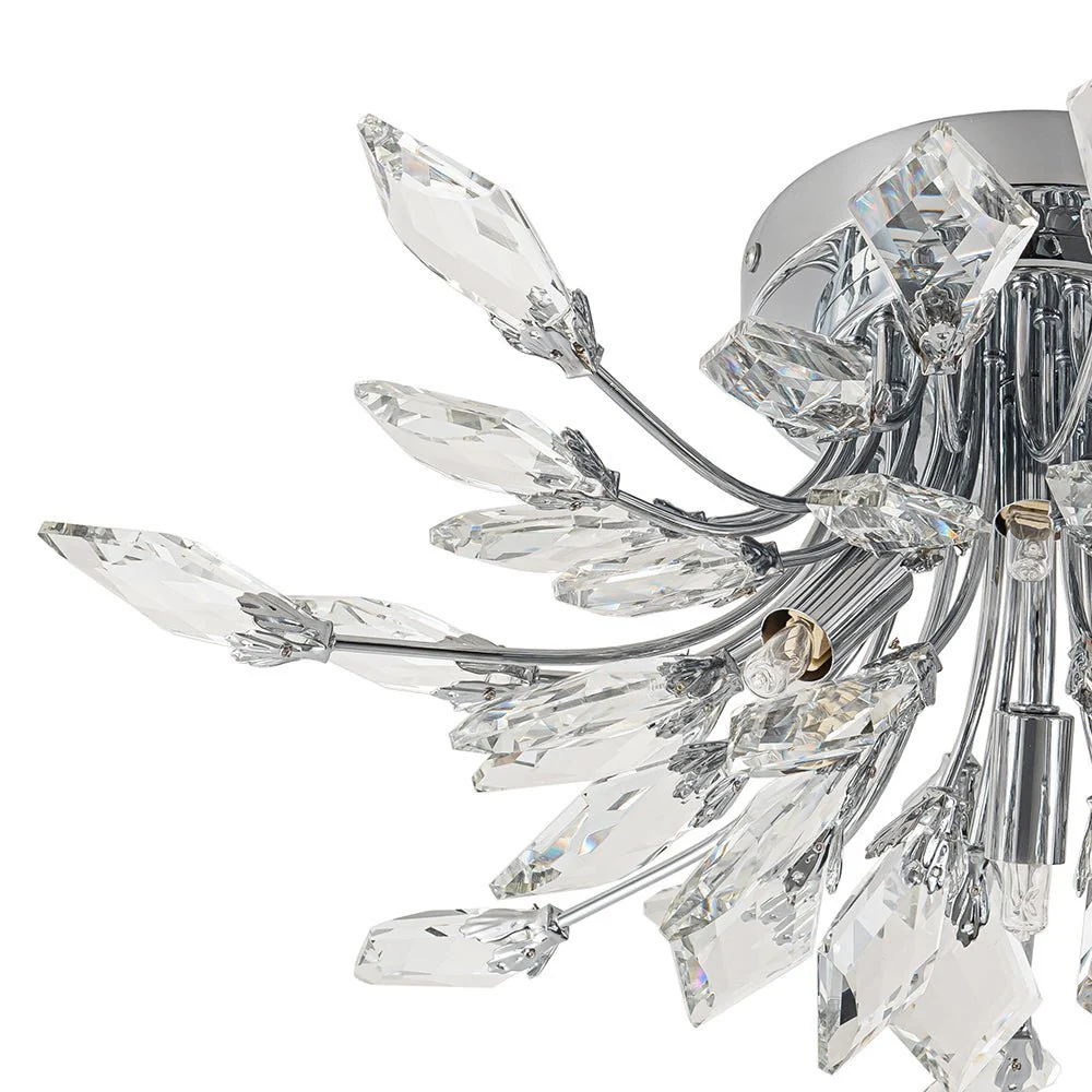 (OpenBox) 4-Light Bloom Crystal Leaf Semi Flush Mount Light - Image 23