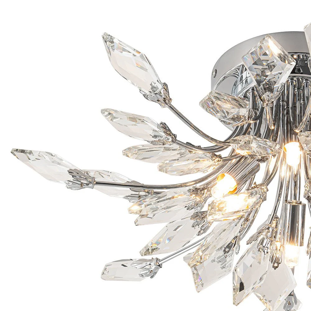 (OpenBox) 4-Light Bloom Crystal Leaf Semi Flush Mount Light - Image 24