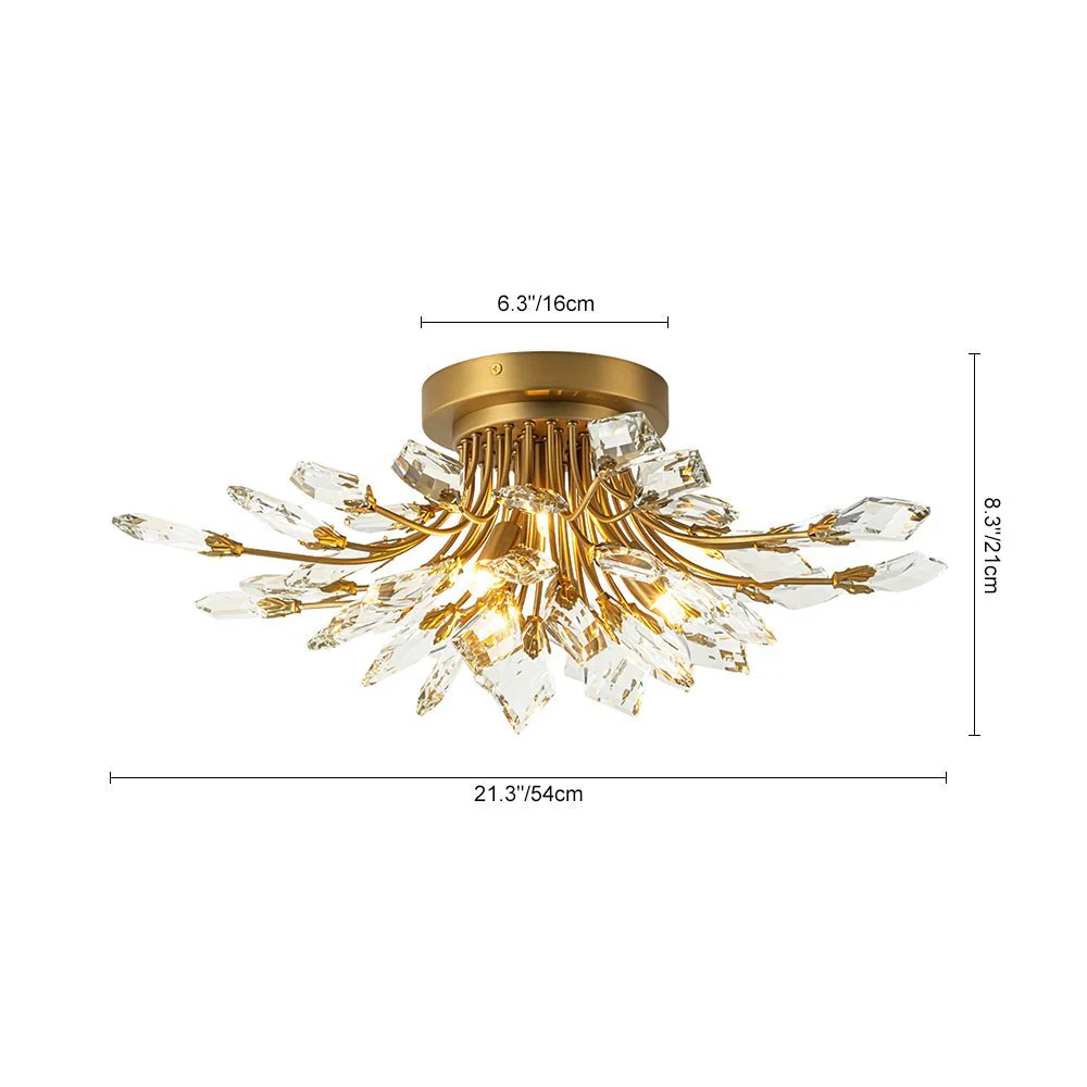 (OpenBox) 4-Light Bloom Crystal Leaf Semi Flush Mount Light - Image 27