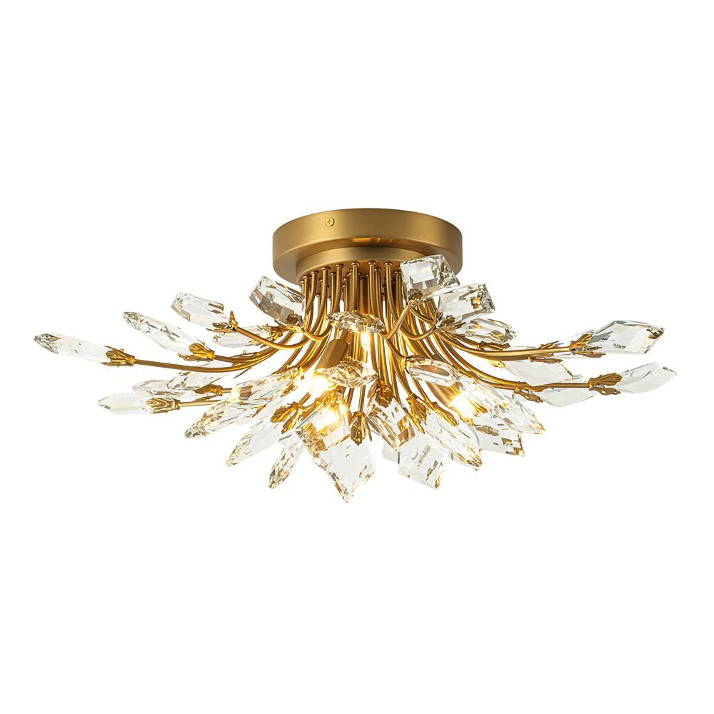 (OpenBox) 4-Light Bloom Crystal Leaf Semi Flush Mount Light - Image 5