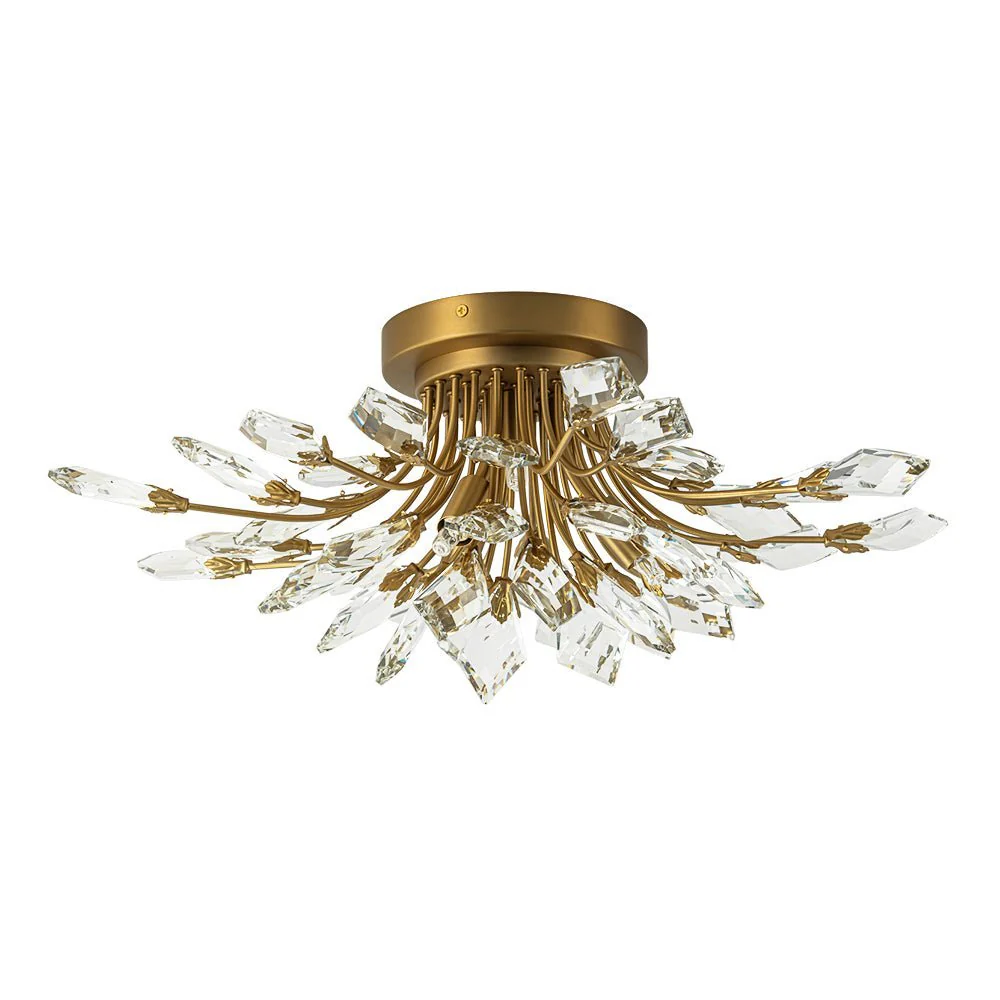 (OpenBox) 4-Light Bloom Crystal Leaf Semi Flush Mount Light - Image 6