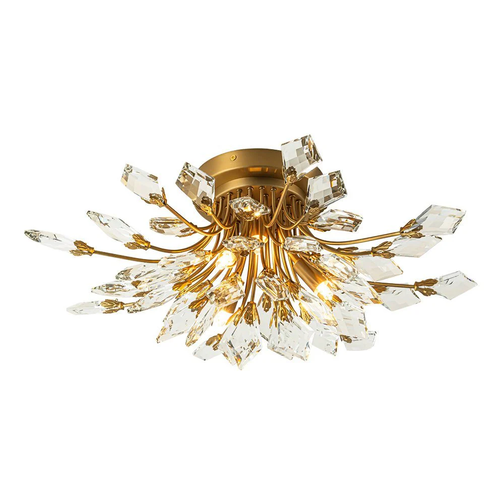 (OpenBox) 4-Light Bloom Crystal Leaf Semi Flush Mount Light - Image 7